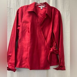 JM Collection for Macys, Elegant Red Wrap Blouse/ size 10P